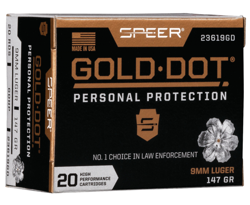 Speer Gold Dot Personal Protection Ammo 9mm 20-Rounds 147 Grain Hollow Point Speer Gold Dot Personal Protection Ammo 9mm 20-Rounds 147 Grain Hollow Point