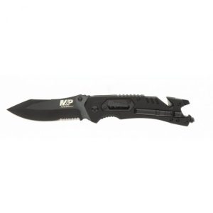 Smith & Wesson M&P Assisted Open Knife & Tool – 3.5″ Clip Point Partially Serrated Blade