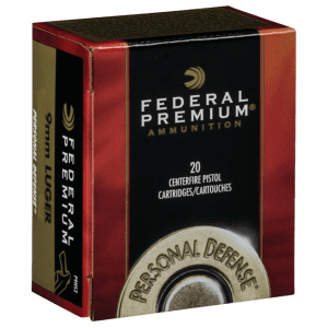 Federal Premium Personal Defense Ammunition Nickel Plated Brass 9mm 20-Rounds 124 Grain Hydra-Shock JHP