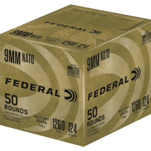 Federal Military Grade Brass 9mm 124 Grain 50-Rounds FMJ
