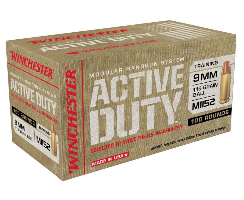 Winchester Ammunition Active Duty Handgun Ammo Brass 9mm 500-Rounds 115 Grain FMJ Flat Nose Winchester Ammunition Active Duty Handgun Ammo Brass 9mm 500-Rounds 115 Grain FMJ Flat Nose