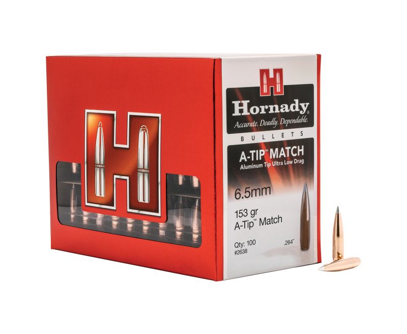 Hornady A-Tip Match Copper 6.5mm 153-Grain 100-Rounds BT Bullets Only Hornady A-Tip Match Copper 6.5mm 153-Grain 100-Rounds BT Bullets Only