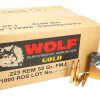 5.56x45 Ammo 55gr FMJ Wolf Gold Brass Case 1000 Round Case