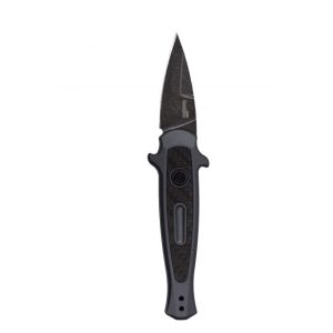 Kershaw Launch 12 Mini-Stiletto 1.9" Inch Spear Point Blackwashed Blade - Gray Handle w/Carbon Fiber