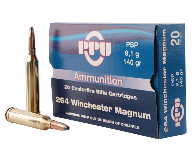 PPU PP264 Rifle Ammo 140 Grain 264 Win Mag 20 Rounds Soft Point PPU PP264 Rifle Ammo 140 Grain 264 Win Mag 20 Rounds Soft Point