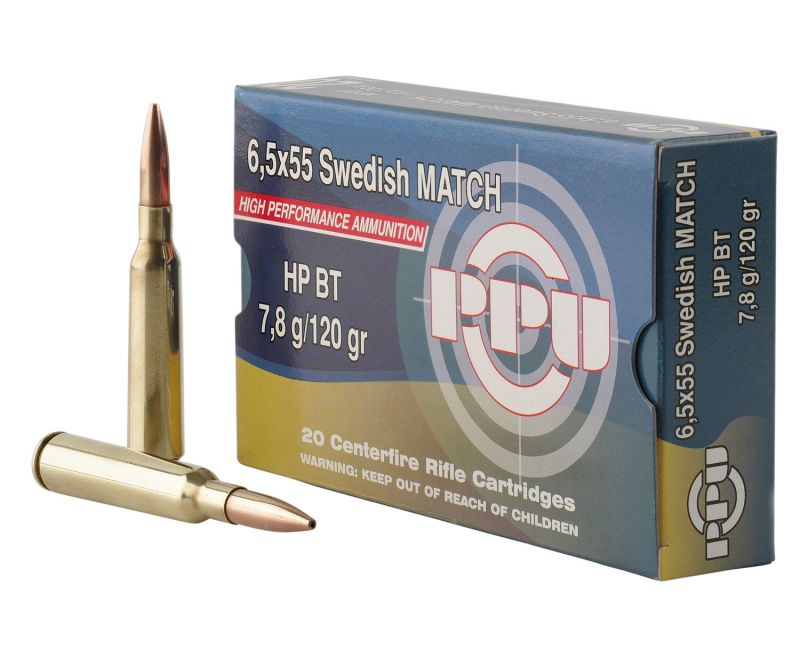 PPU PPM6 Match 120 Grain 6.5×55 Swedish 20 Rounds Hollow Point Boat Tail PPU PPM6 Match 120 Grain 6.5×55 Swedish 20 Rounds Hollow Point Boat Tail