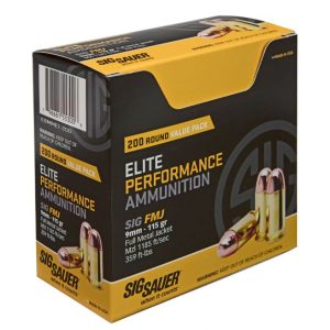 Sig Sauer Elite Ball FMJ 115 Grain Brass 9mm 200Rds