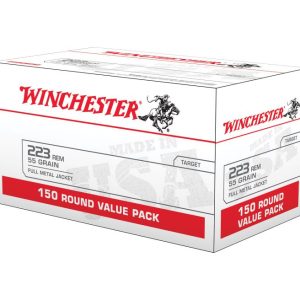 Top Winchester 55gr FMJ 150 Round Value Pack Brass .223 Rem