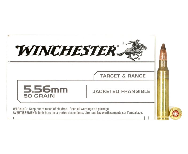 Winchester Ammunition Target and Range Jacketed Frangible 5.56 50gr 20rds Winchester Ammunition Target and Range Jacketed Frangible 5.56 50gr 20rds
