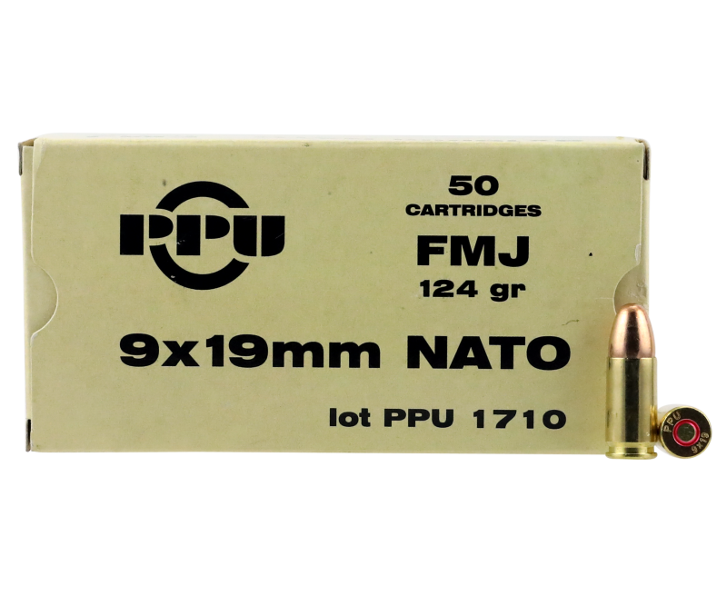 PPU Mil-Spec Brass 9mm 124-Grain 50-Rounds FMJ PPU Mil-Spec Brass 9mm 124-Grain 50-Rounds FMJ