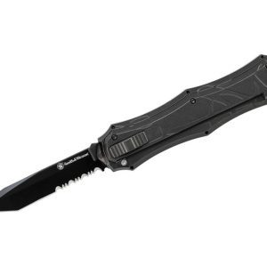 Smith and Wesson OTF Knife - 3.5" Black Serrated Spear Point Blade