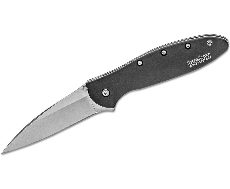 Kershaw Leek Folding Knife – 3″ Stonewash Plain Drop Point Blade with Assisted Flipper Kershaw Leek Folding Knife – 3″ Stonewash Plain Drop Point Blade with Assisted Flipper