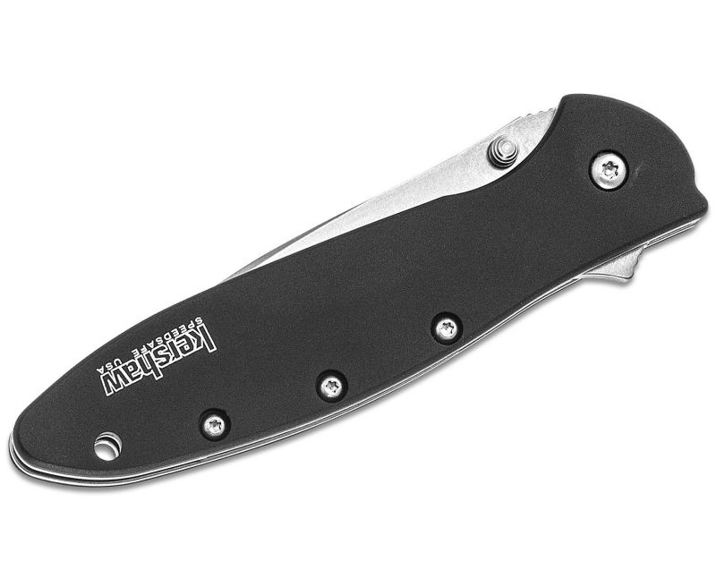 Kershaw Leek Folding Knife – 3″ Stonewash Plain Drop Point Blade with Assisted Flipper Kershaw Leek Folding Knife – 3″ Stonewash Plain Drop Point Blade with Assisted Flipper