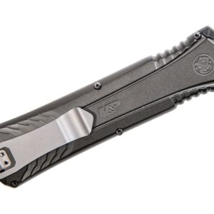 Smith and Wesson OTF Knife Grey – 3.5″ Plain Dagger Blade