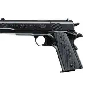 Colt 1911 Government Pistol 5″ Barrel Black Picatinny Rail Checkered Gray G10 Grip Novak Sights